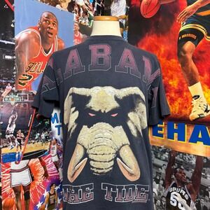 Vintage 90s Alabama Crimson Tide NCAA Football AOP Shirt Sz Large